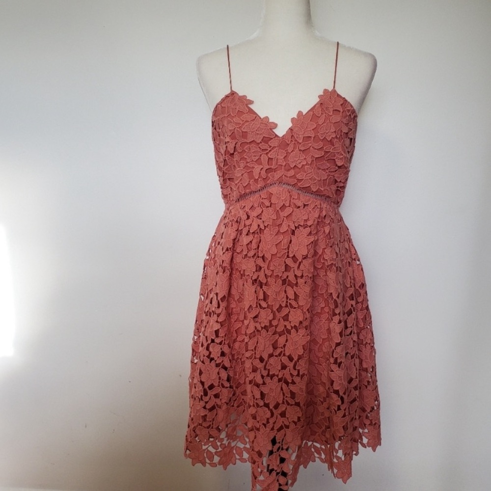 OAK + FORT Dusty Rose Lace Spaghetti Strap Dress